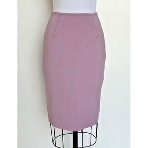 Paula Hian Fleur Stretch Knit Skirt with Laser Cut Scallop Skirt Small Lavender